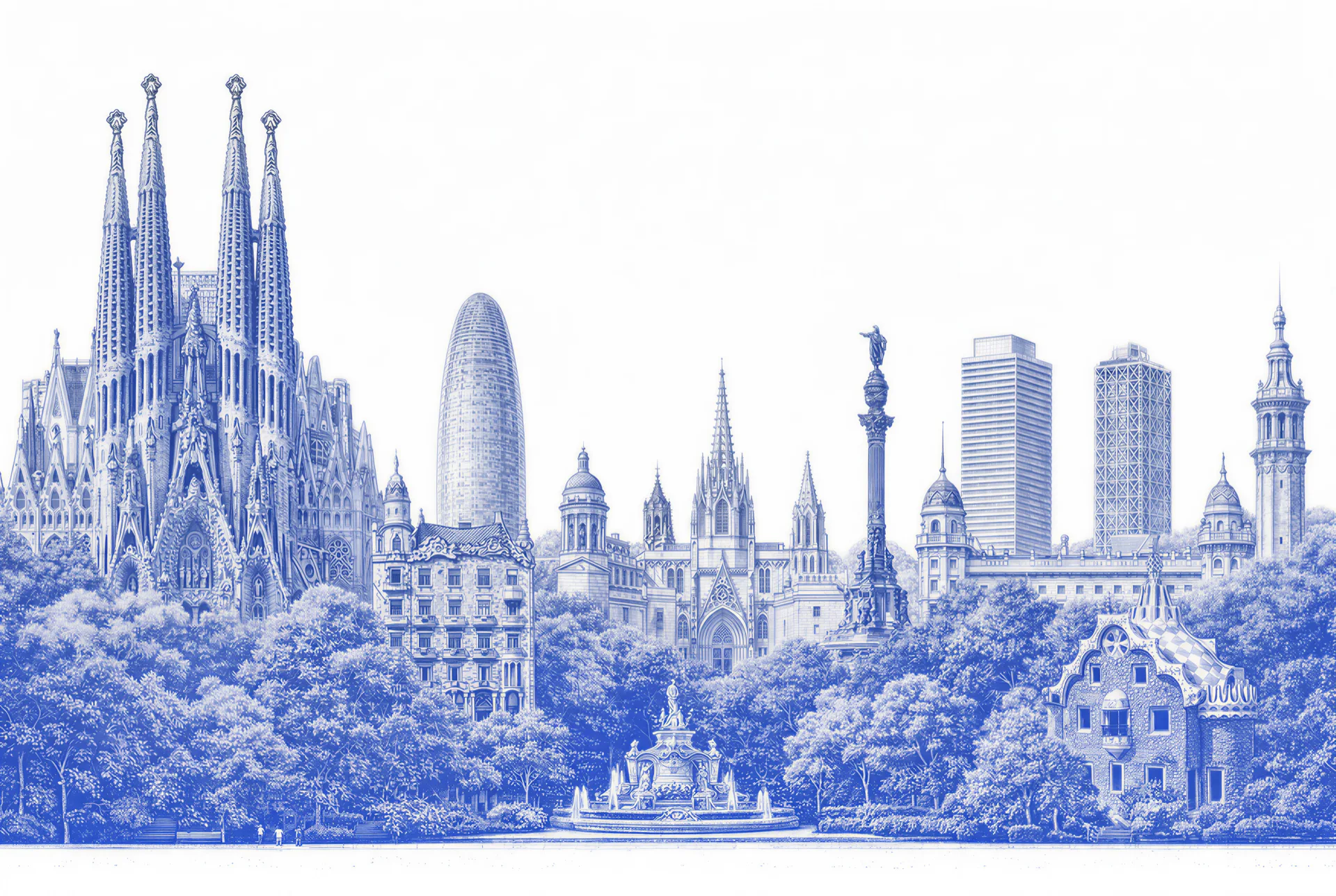 Barcelona skyline illustration